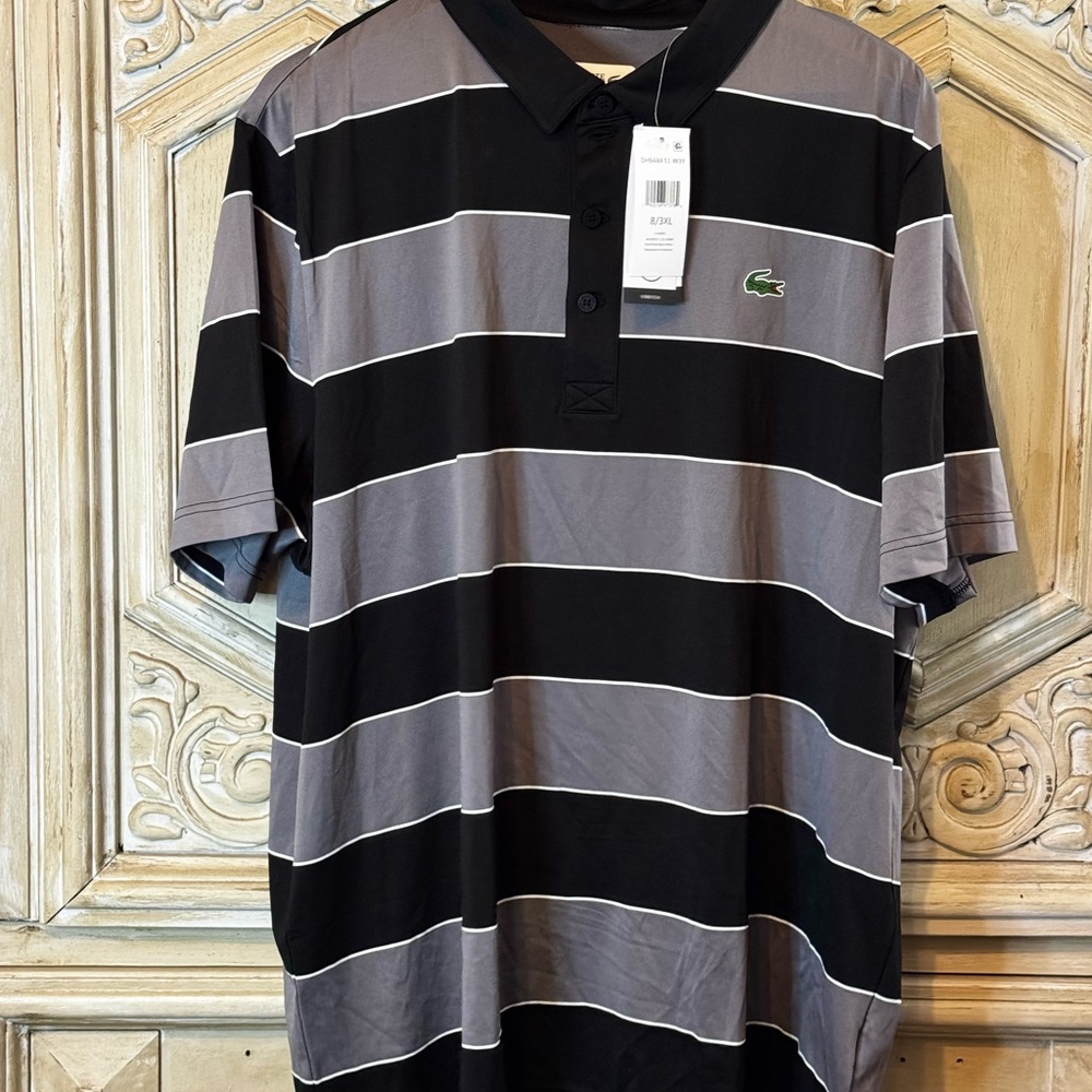 Lacoste Classic Black and Gray Polo Shirt
